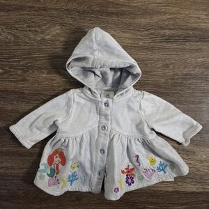Disney Baby Gray Hooded Raincoat with Little Mermaid Design 0-3 months